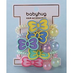 Babyhug   Free Size Bow  Rubber Bands  Set of 5 - Multicolor