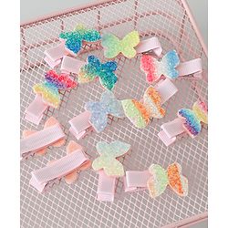 Babyhug Bow & Butterfly Clips Pack of 12 - Multicolor