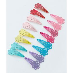 Babyhug Free Size Hair Clips Flower Design Pack of 16- Multicolor