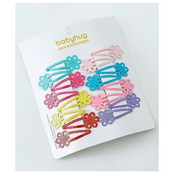 Babyhug Free Size Hair Clips Flower Design Pack of 16- Multicolor