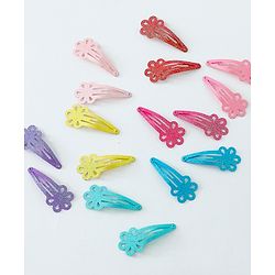 Babyhug Free Size Hair Clips Flower Design Pack of 16- Multicolor
