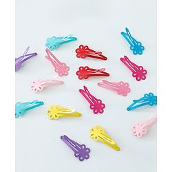Babyhug Free Size Hair Clips Flower Design Pack of 16- Multicolor