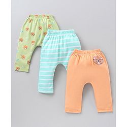 Babyhug Full Length Cotton Diaper Leggings Multi-Print Pack of 3 - Multicolour