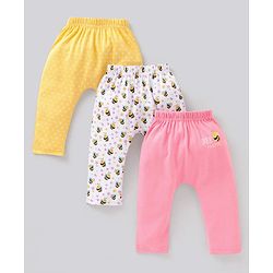 Babyhug Full Length Diaper Pants Bee Print Pack of 3 - Multicolour