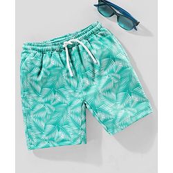 Babyhug Swimming Trunk Tropical Print - Sea Blue