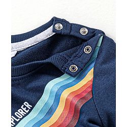 Babyhug Cotton Full Sleeves Looper Fabric Tee with Space Shuttle Print- Navy Blue