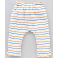 Babyhug Cotton Knit Full Length Striped Pack Of 3 - Blue Orange