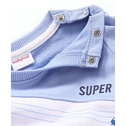 Babyhug Cotton Full Sleeves Looper Fabric Checks & Car Print T-Shirt - Blue