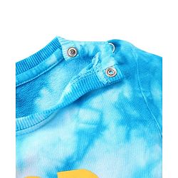 Babyhug Cotton Looper Fabric Full Sleeves Tie and Dye Winterwear T-Shirt Good Times Print - Blue