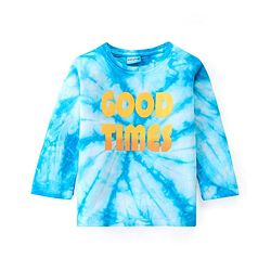 Babyhug Cotton Looper Fabric Full Sleeves Tie and Dye Winterwear T-Shirt Good Times Print - Blue