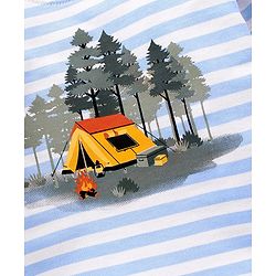 Babyhug Cotton Knit Full Sleeves Striped Winter Wear T-Shirt - White Blue