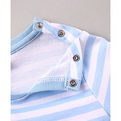 Babyhug Cotton Knit Full Sleeves Striped Winter Wear T-Shirt - White Blue