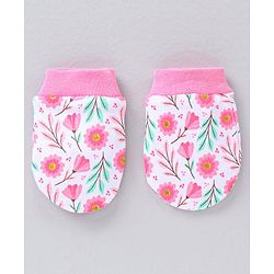 Babyhug 100% Cotton Mittens Striped & Floral Print Pack Of 5 - Multicolor