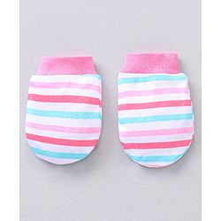 Babyhug 100% Cotton Mittens Striped & Floral Print Pack Of 5 - Multicolor