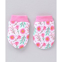 Babyhug 100% Cotton Mittens Striped & Floral Print Pack Of 5 - Multicolor