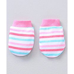 Babyhug 100% Cotton Mittens Striped & Floral Print Pack Of 5 - Multicolor