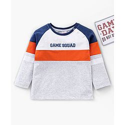 Babyhug Cotton Full Sleeves Looper Fabric T-Shirt Text Print - Grey