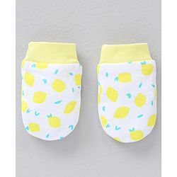 Babyhug 100% Cotton Mittens Striped & Lemon Print Pack Of 3 - Multicolor