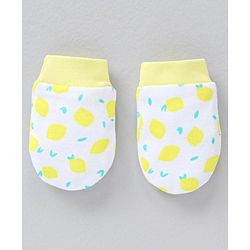 Babyhug 100% Cotton Mittens Striped & Lemon Print Pack Of 3 - Multicolor
