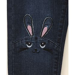 Babyhug Cotton Lycra Full Length Jeggings Bunny Print - Blue