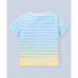 Babyhug Cotton Knit Half Sleeves T-Shirt Van Print - Blue Yellow