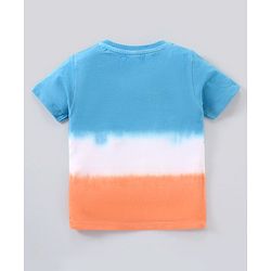 Babyhug Cotton Tie & Dye Half Sleeves T-Shirt Tiger Print- Blue And Orange