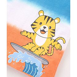 Babyhug Cotton Tie & Dye Half Sleeves T-Shirt Tiger Print- Blue And Orange