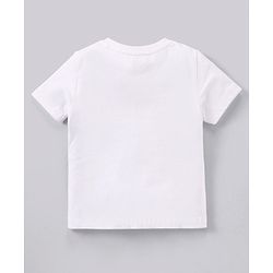 Babyhug Cotton Half Sleeves T-Shirt Panda Print - White and Blue