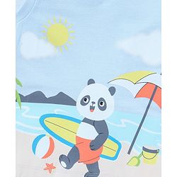 Babyhug Cotton Jersey Sleeveless T-Shirt Panda Print - Blue