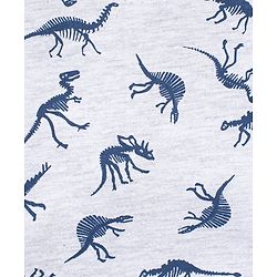 Babyhug Cotton Knit Sleeveless T-Shirt & Denim Shorts Dino Print - Ecru Melange & Blue