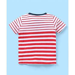 Babyhug Cotton Half Sleeves T-Shirt and Knee Length Shorts Striped - Red & Blue