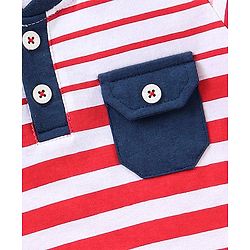 Babyhug Cotton Half Sleeves T-Shirt and Knee Length Shorts Striped - Red & Blue
