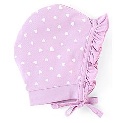 Babyhug 100% Cotton Cap Heart Print Pack of 2 Blue Purple - Diameter 12 cm