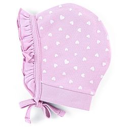 Babyhug 100% Cotton Cap Heart Print Pack of 2 Blue Purple - Diameter 12 cm