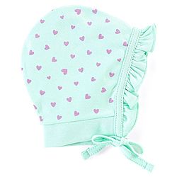 Babyhug 100% Cotton Cap Heart Print Pack of 2 Blue Purple - Diameter 12 cm