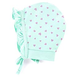 Babyhug 100% Cotton Cap Heart Print Pack of 2 Blue Purple - Diameter 12 cm