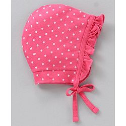 Babyhug 100% Cotton Cap Multi Print Pack of 2 Pink Red - Diameter 12 cm