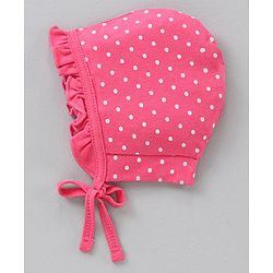 Babyhug 100% Cotton Cap Multi Print Pack of 2 Pink Red - Diameter 12 cm
