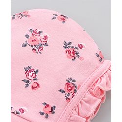 Babyhug 100% Cotton Cap Multi Print Pack of 2 Pink Red - Diameter 12 cm