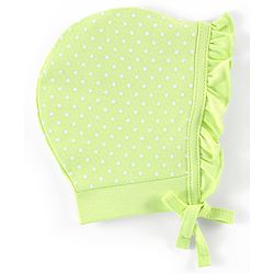 Babyhug 100% Cotton Caps Floral & Dot Print Pack of 2 Pink Green - Diameter 13 cm