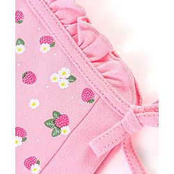 Babyhug 100% Cotton Caps Floral & Dot Print Pack of 2 Pink Green - Diameter 13 cm