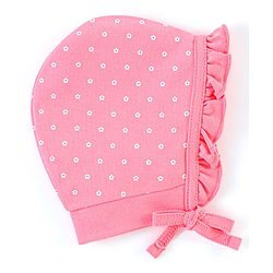 Babyhug 100% Cotton Caps Pack of 2 Floral & Squirrel Print Multicolor - Diameter 12 cm