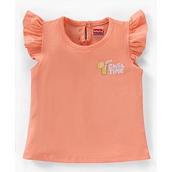 Babyhug Cotton Short Sleeves Tees with Frill Detailing and Graphics Pack of 3 - Peach