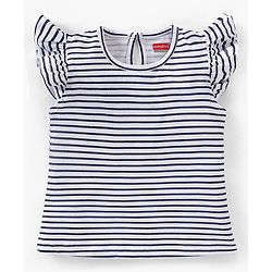 Babyhug Cotton Short Sleeves Tees with Frill Detailing and Graphics Pack of 3 - Peach