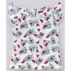 Babyhug Cotton Short Sleeves Tees with Frill Detailing and Graphics Pack of 3 - Peach