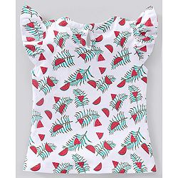 Babyhug Cotton Short Sleeves Tees with Frill Detailing and Graphics Pack of 3 - Peach