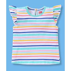 Babyhug Cotton Short Sleeves Tees with Graphics & Frill Detailing Pack of 3 - Blue & Pink