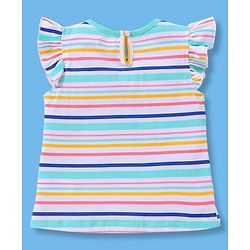 Babyhug Cotton Short Sleeves Tees with Graphics & Frill Detailing Pack of 3 - Blue & Pink