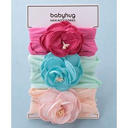 Babyhug Headbands Free Size Pack of 3 - Multicolor