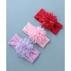 Babyhug Free Size Headbands Floral Applique Pack of 3 - Multicolor